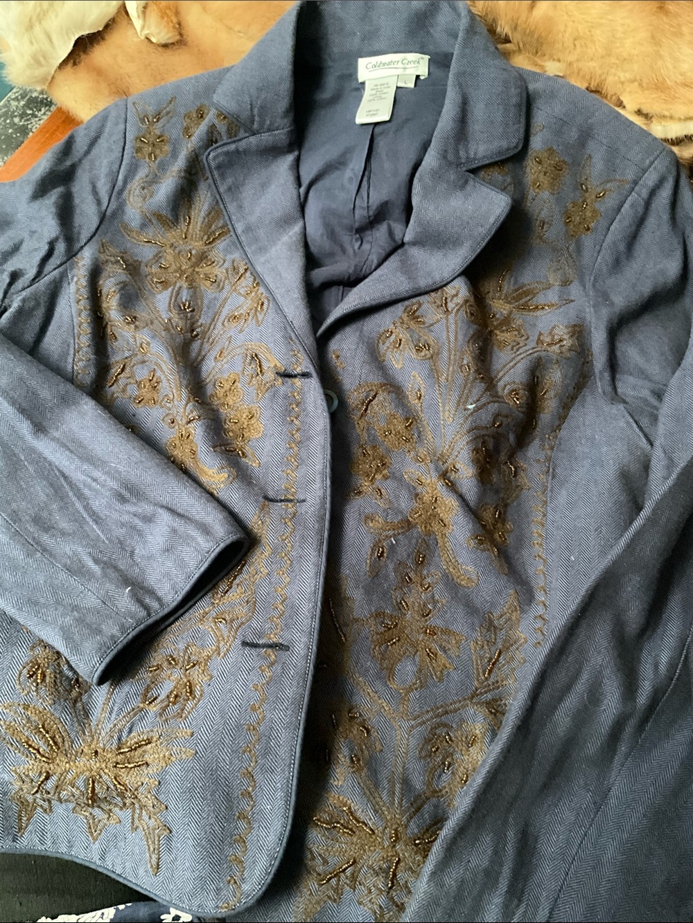 Coldwater creek embroidered structured jacket
